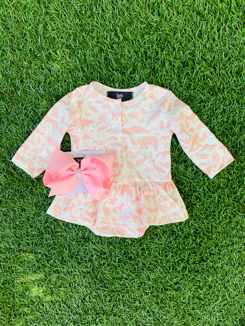 Bowtism Exclusive Animal Lullaby Romper with Matching Bow - Bowtism